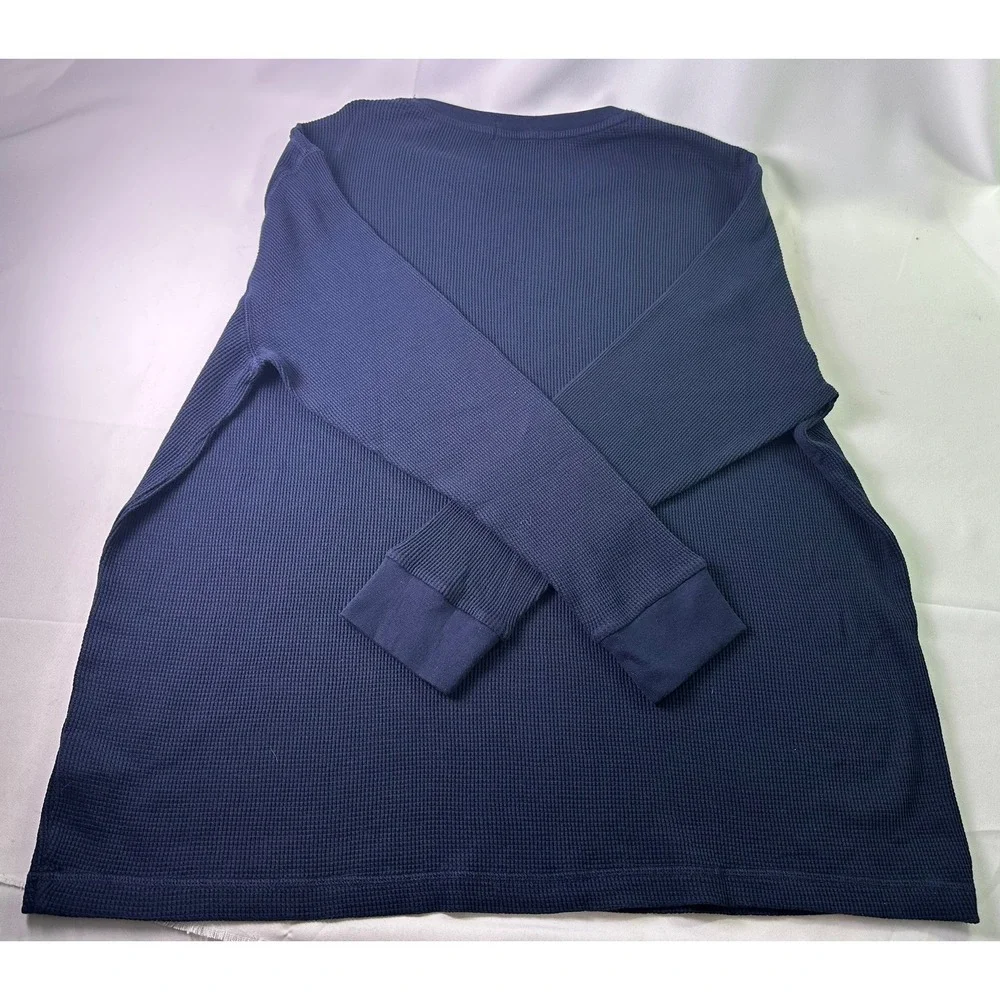 Polo Ralph Lauren Mens 3XB‎ Navy Blue Waffle Knit Thermal Long Sleeve Shirt Pony